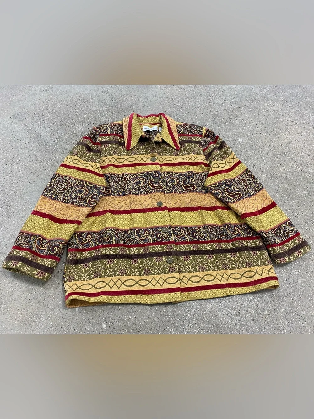 Vintage Alfred Dunner Paisley Tapestry Jacket Collared Blazer size 16